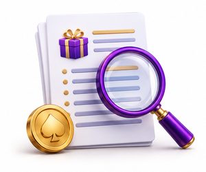 Bonusvilkår med lup illustrerer kontrol af free spins-tilbud